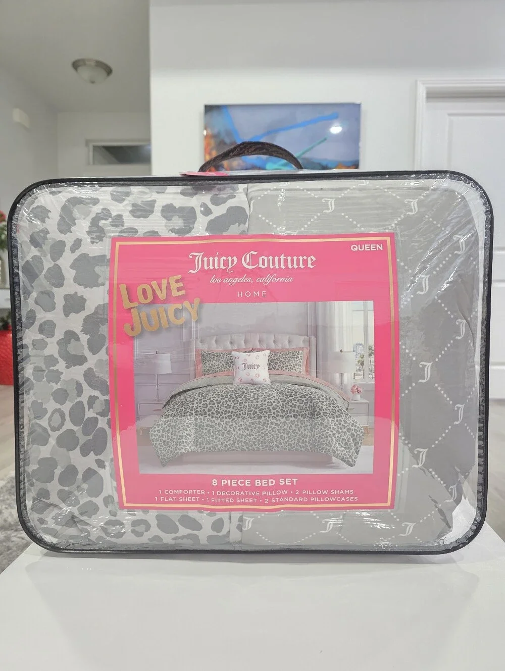 Juicy Couture QUEEN 8 Piece Leopard Gray Comforter Set Viral